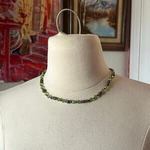 green silver beaded choker necklace